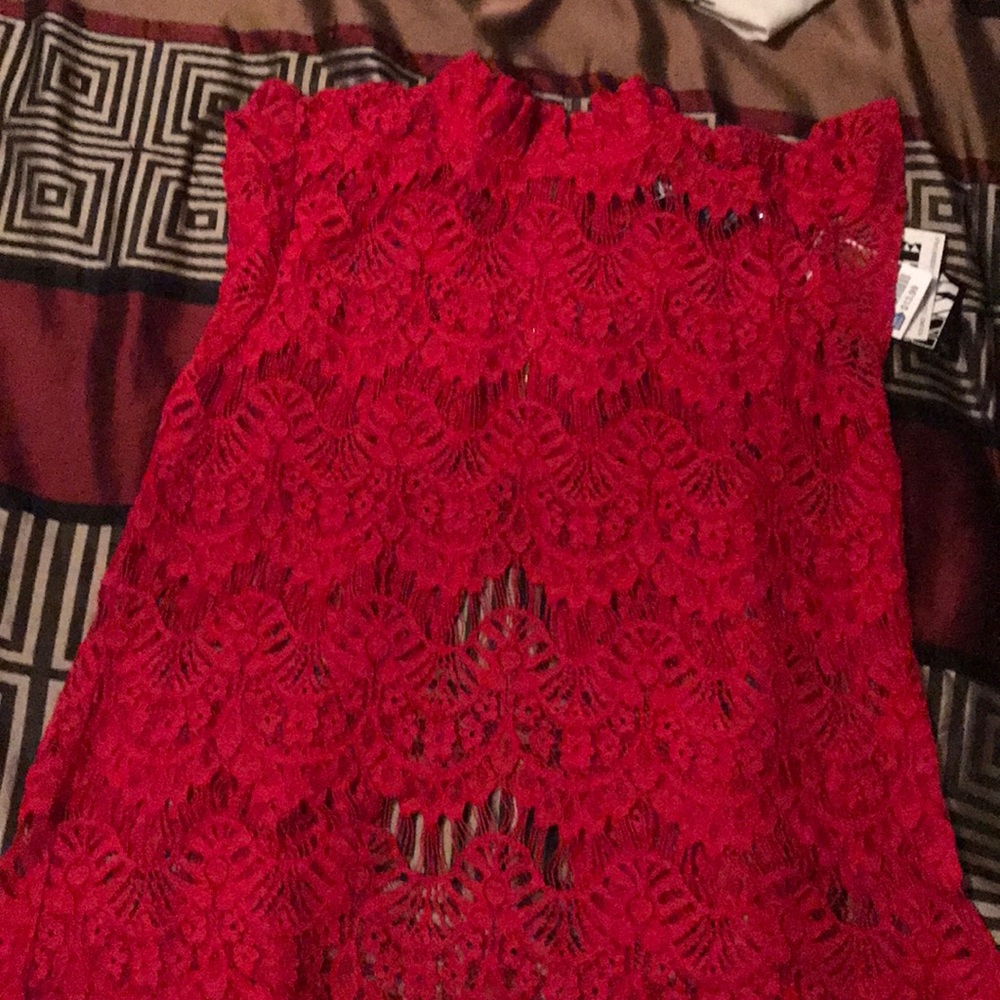 Fire red lace shirt